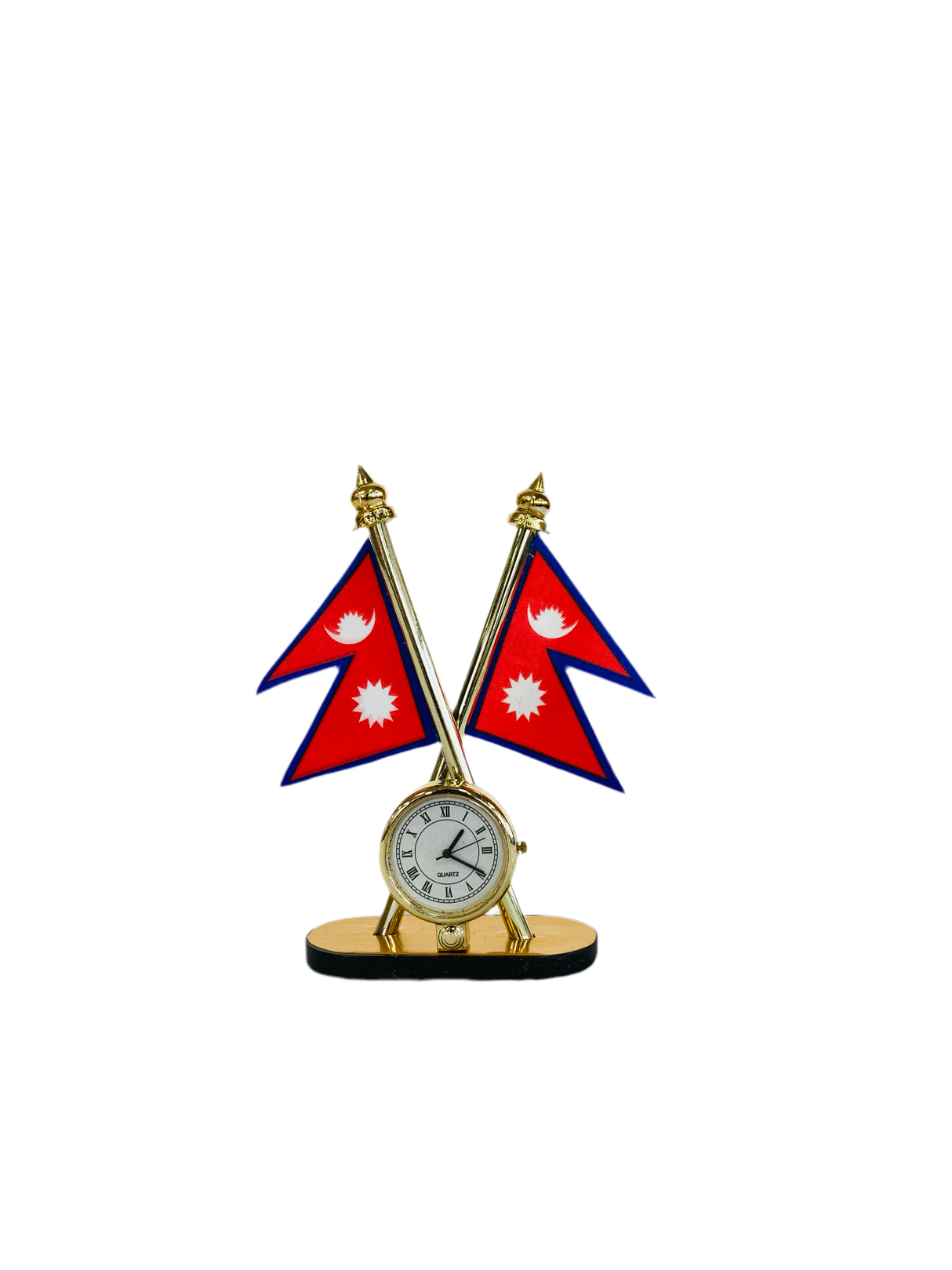 Nepal Flag Double with Watch and God Photo