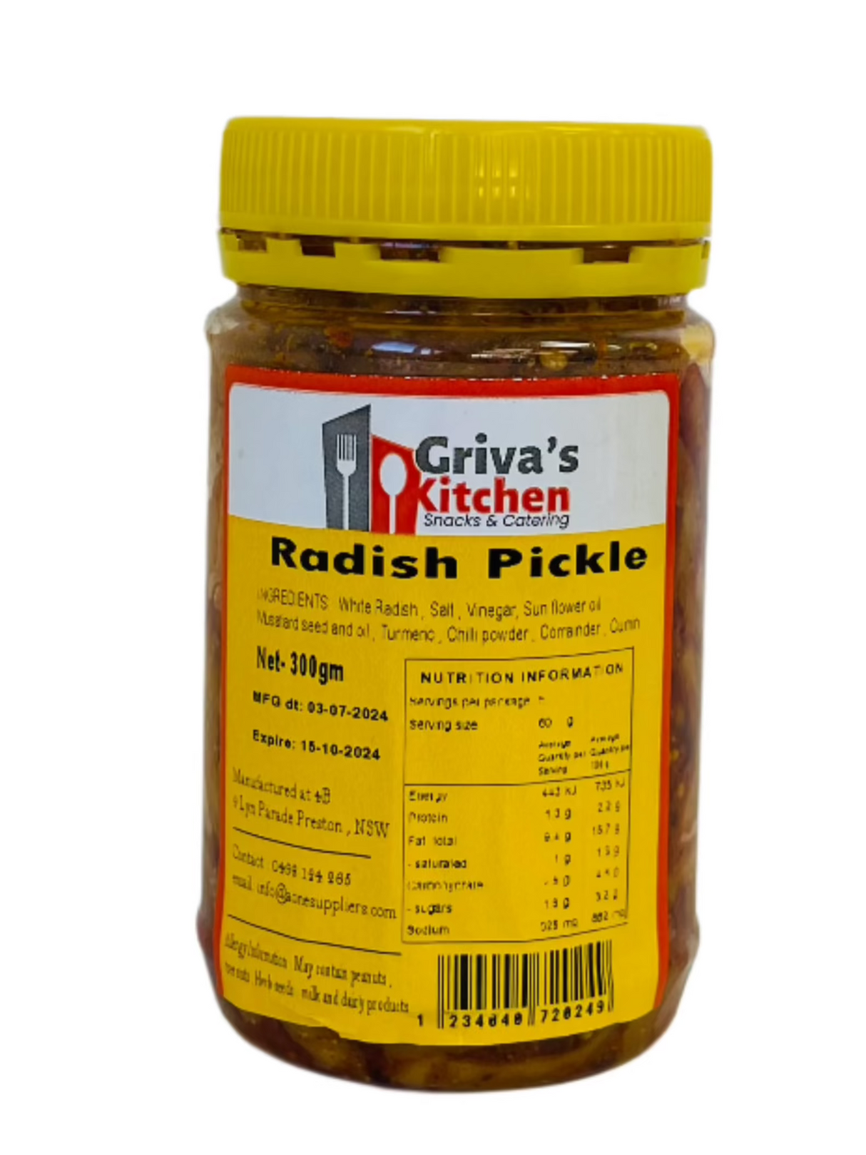 Griva's Kitchen Radish Pickle Mula Achar 310Gm