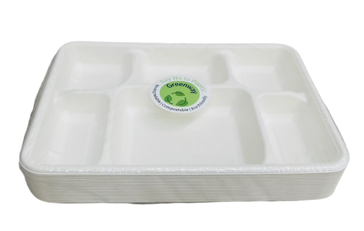 6 Deep Compartment Plates Extra Large 20Pcs